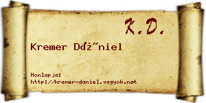 Kremer Dániel névjegykártya