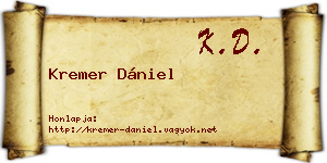 Kremer Dániel névjegykártya